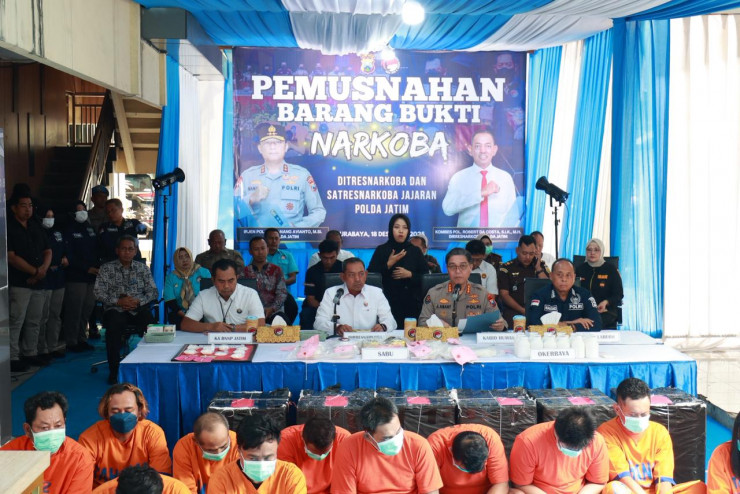 Jelang Nataru Polda Jatim Kembali Musnahkan Barang Bukti 9,3kg Sabu